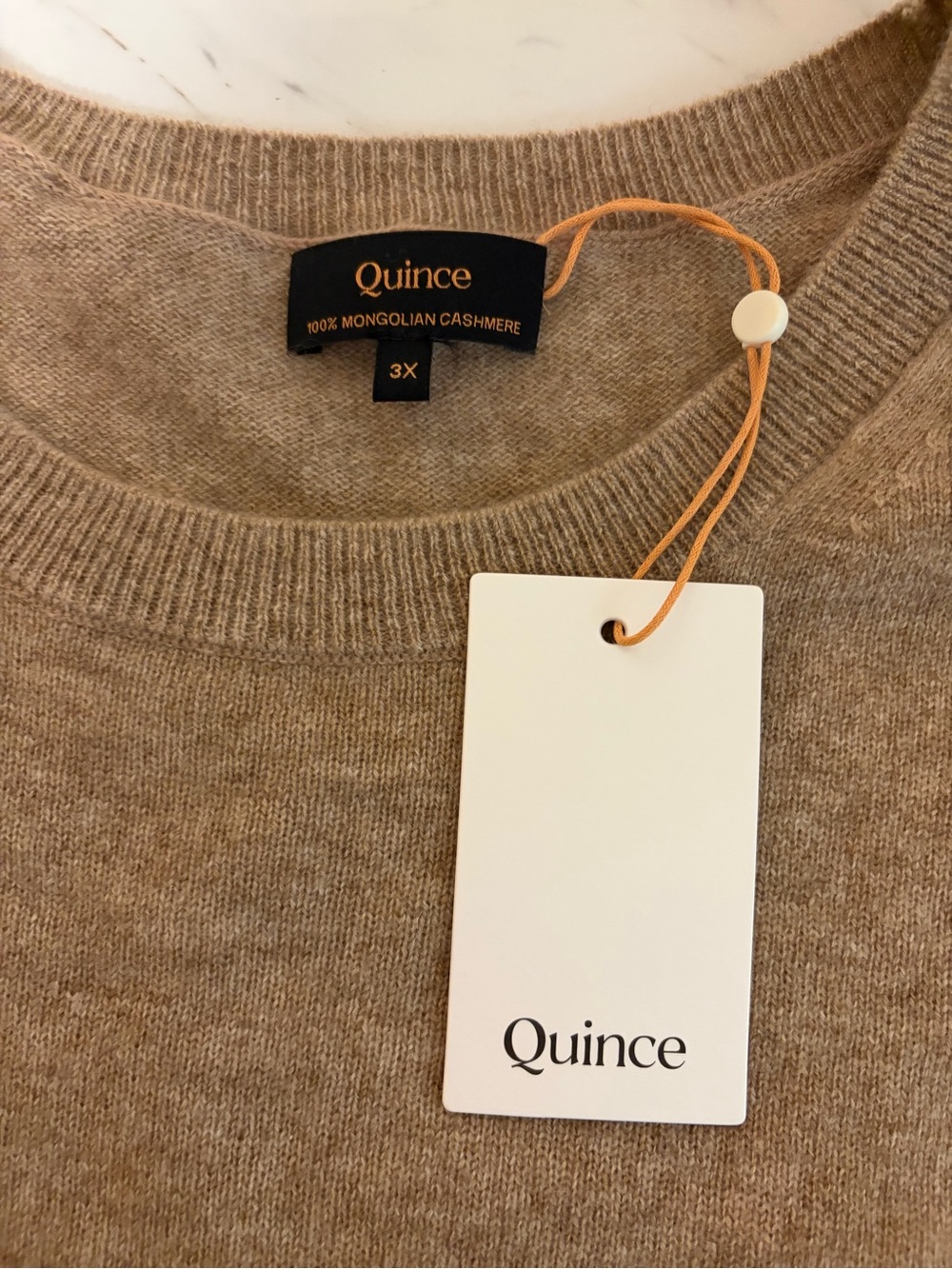 NWT Quince 100% Mongolian Cashmere Short Sleeve Crewneck Sweater Beige 3X